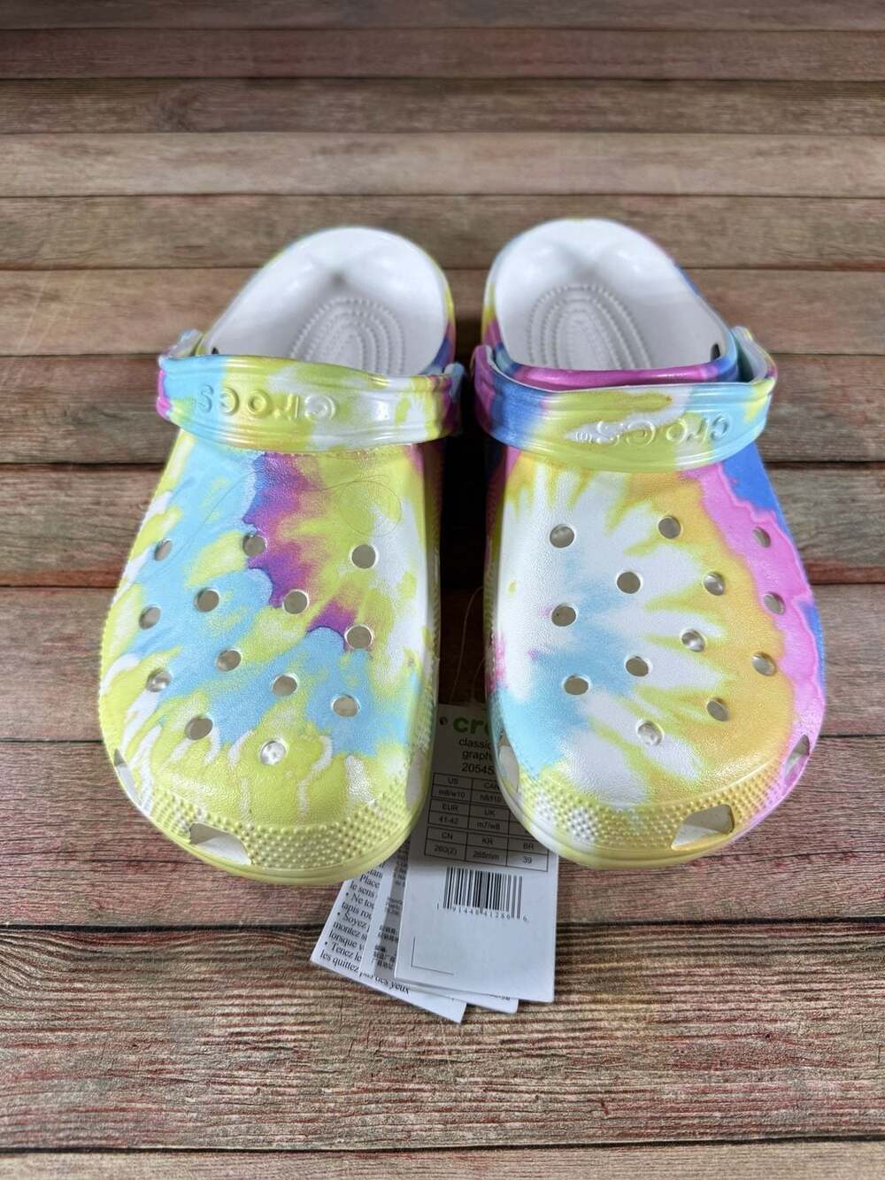 Crocs Classic Graphic Clogs White Multi Pastel Tie Dye Size M8/W10